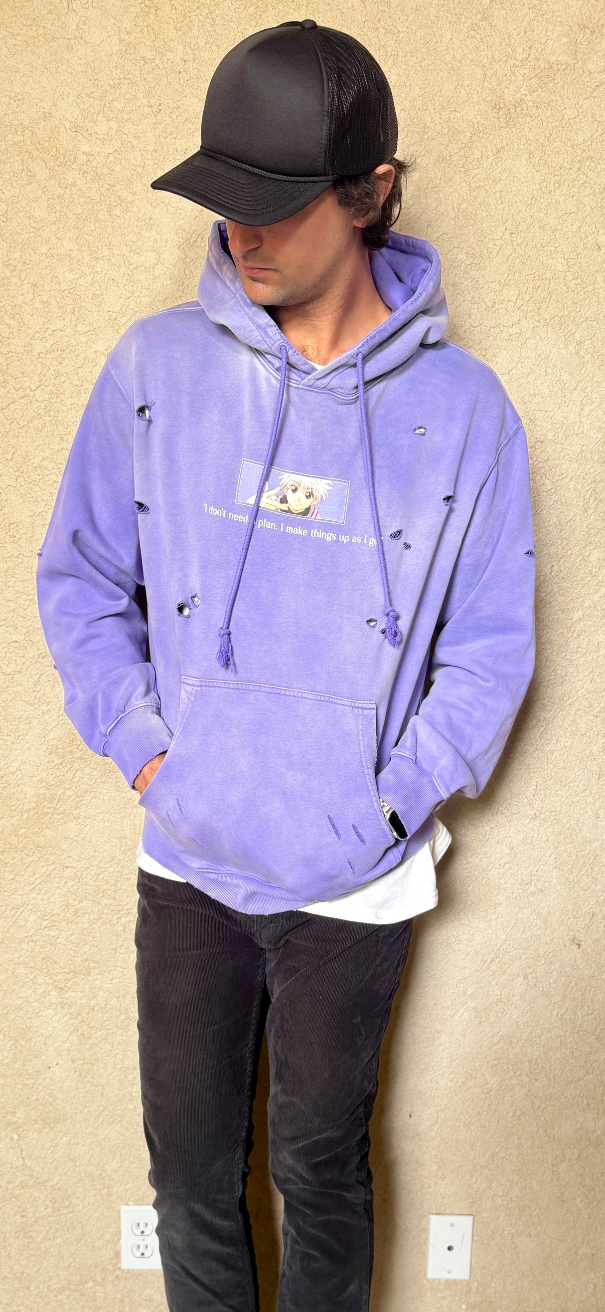Vogue Killua - Heavyweight Pure Cotton Hand-Frayed Hoodie - Shinraii